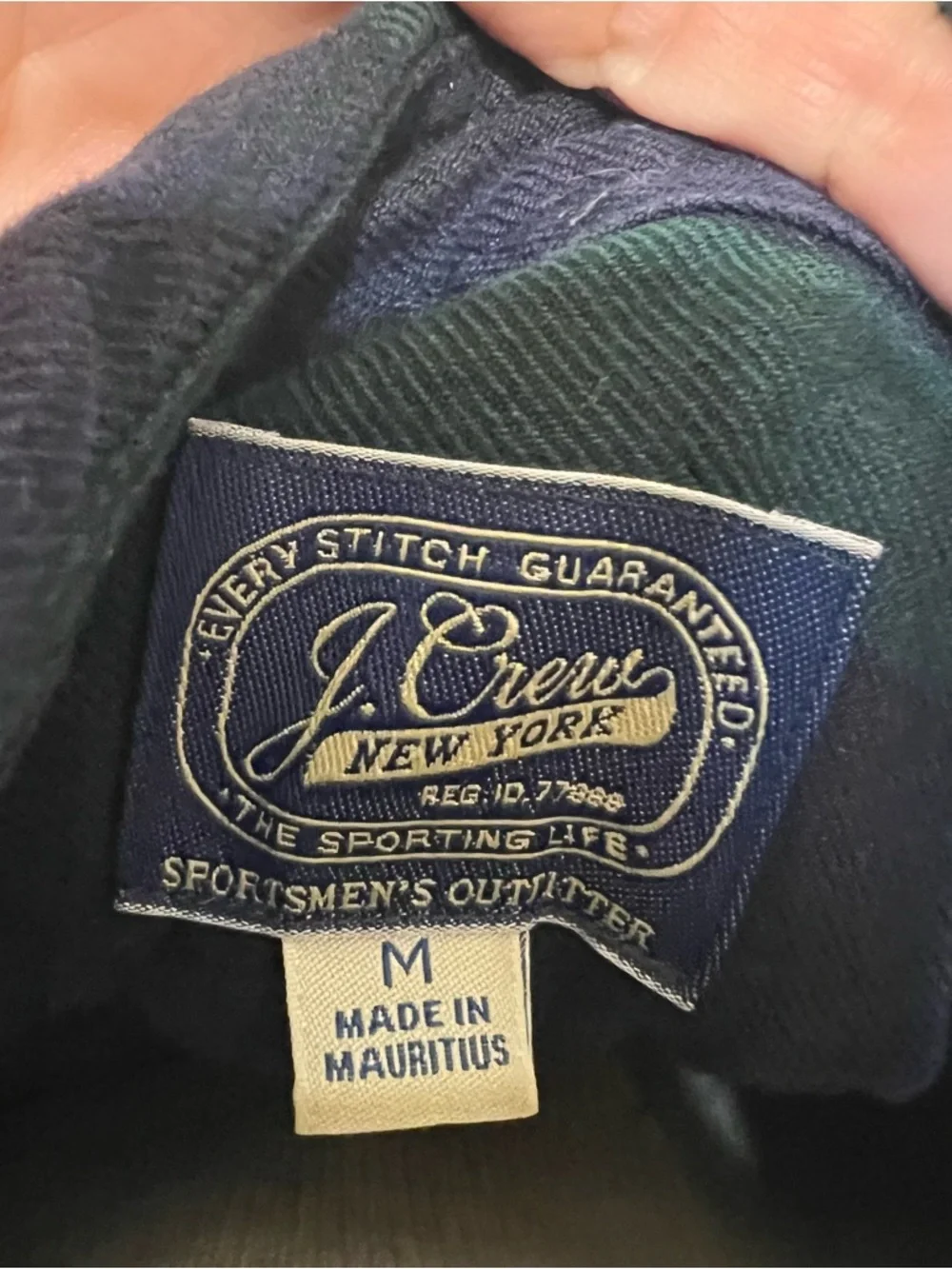 J.Crew Blackwatch Plaid Button‎ Down Shirt Medium Green Navy Flannel